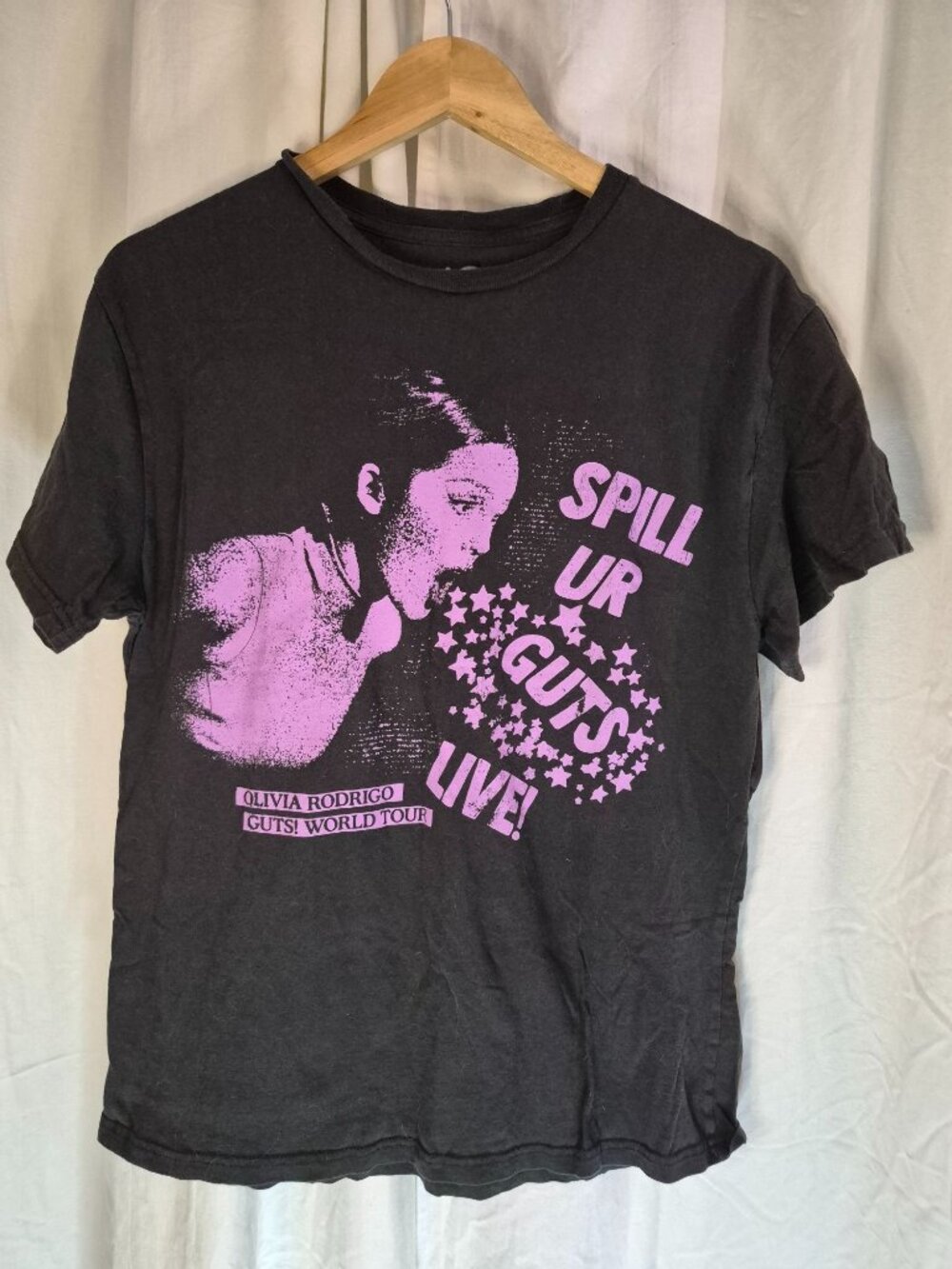 Olivia Rodrigo Large Black Guts World Tour Music Singer Concert Band Fan Tee